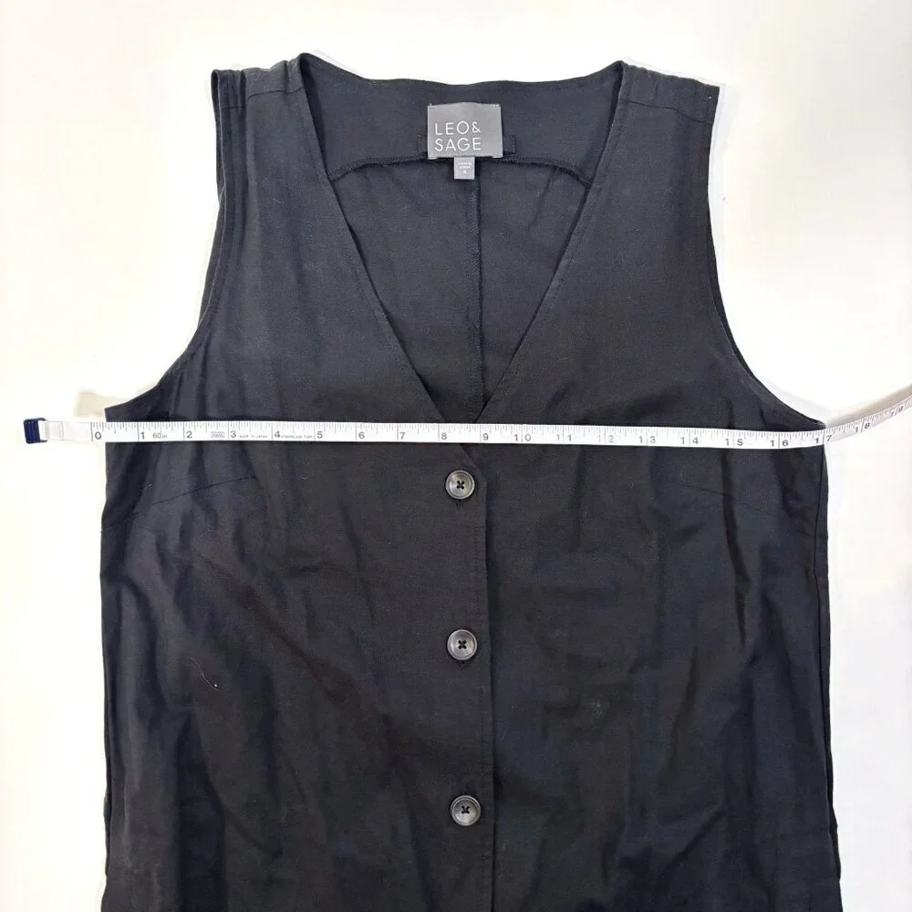 Leo & Sage Jumpsuit Sleeveless Wide Leg V Neck Black Pockets - Size Small